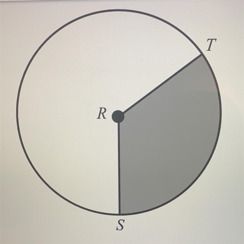 If the length of arc ST is 3 pi and RS = 12, calculate angle TRS. *Round your answer-example-1