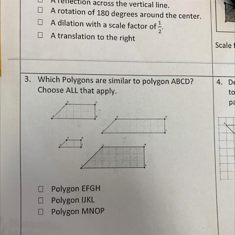 3. Which Polygons are similar to polygon ABCD?Choose ALL that apply.Polygon EFGHPolygon-example-1