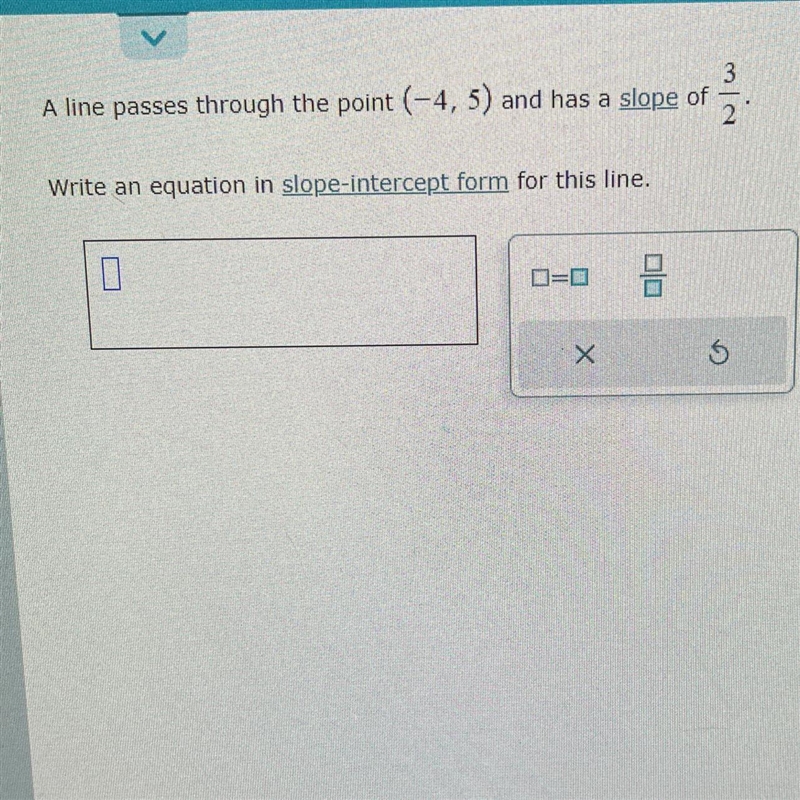 Write an equation in slope intercept form for this line-example-1