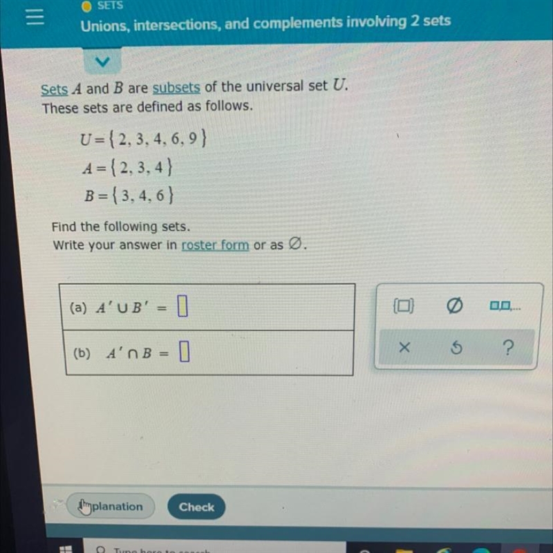 Sets A and B are subsets of the universal set U.These sets are defined as follows-example-1