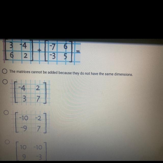 Add the matrix given below. which of the following images shows the sum of the matrices-example-1