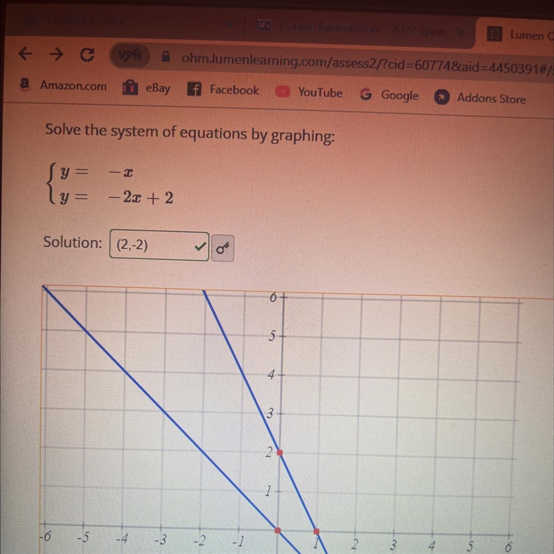 Solve the system of equations I need some tutoring on the graph because it is saying-example-1