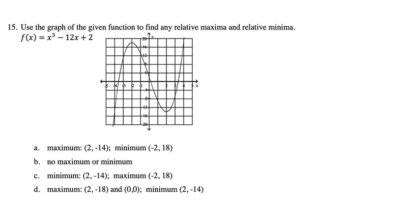 Use the graph of th given function to find any relative maxima and relative minima-example-1