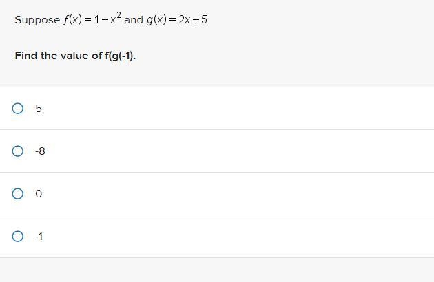 Find the value of f(g(-1).-example-1