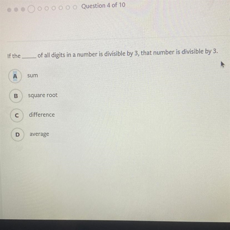 If the _______ of all digits in a number is divisible by 3, that number is divisible-example-1