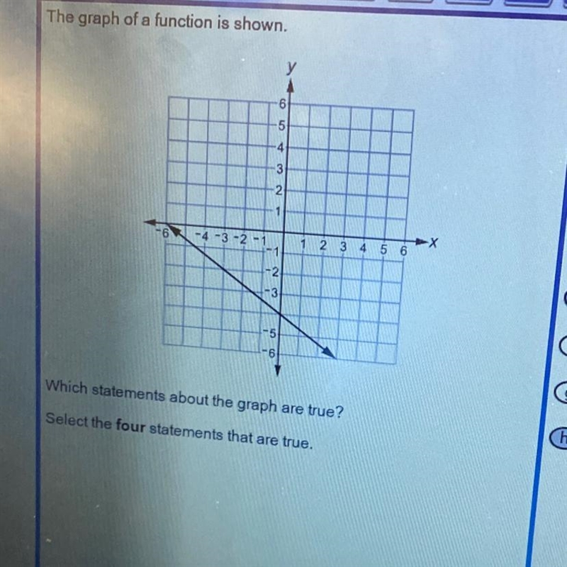 The graph of a function is shown.?The function is increasing.The function is decreasing-example-1