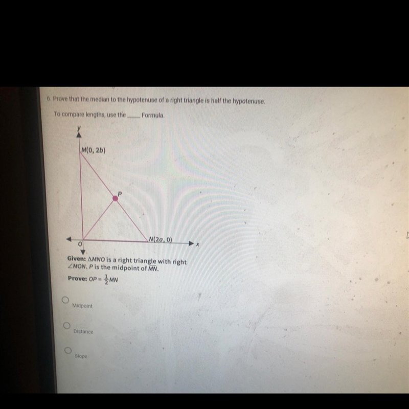 Prove that the median to the hypotenuse of a right triangle is half the hypotenuse-example-1