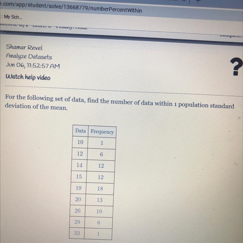 For the following set of data, find the number of data within i population standarddeviation-example-1