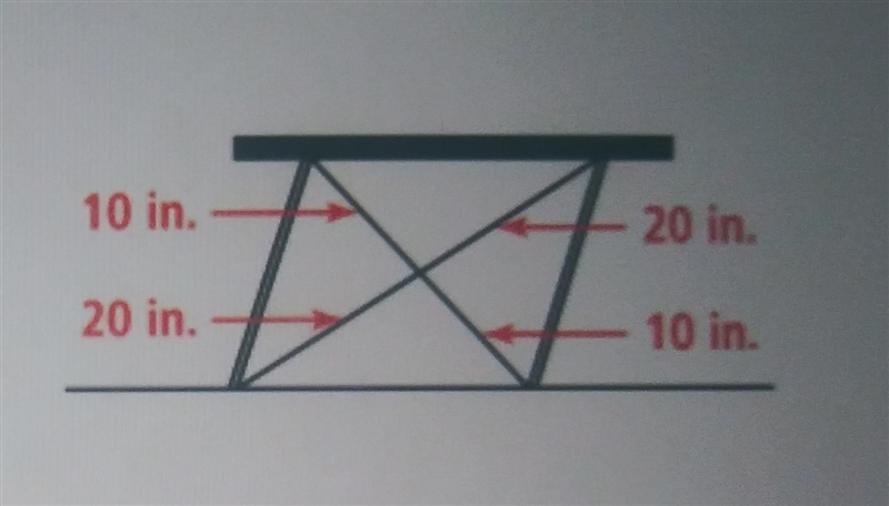 Example 10 in. 20 in. A carpenter builds the table shown. If the floor is level, how-example-1