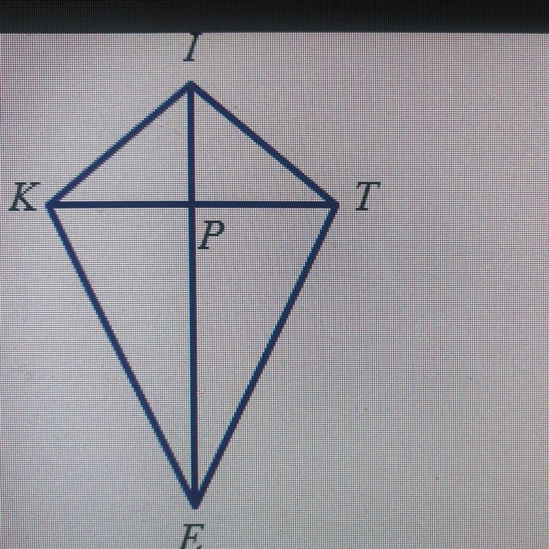 The diagonals of kite KITE intersect at point P. Which statement is falseA. KIE = TIEB-example-1