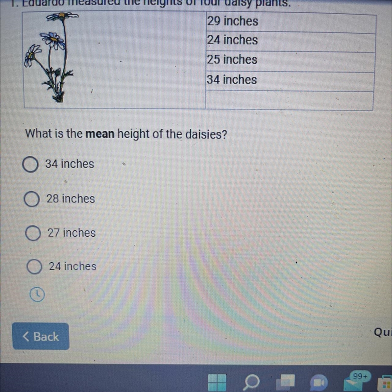 For Algebra 1 Class: How did Eduardo Measure The Height Of Four Daisy Plants.-example-1