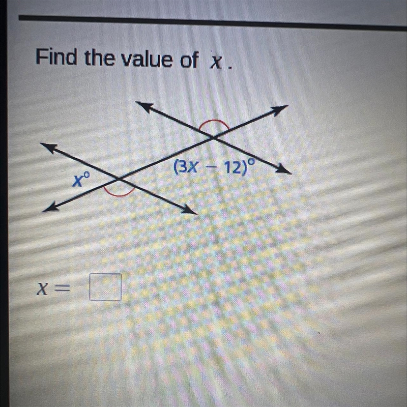 Find the value of x. ( please help! Dude today!)-example-1