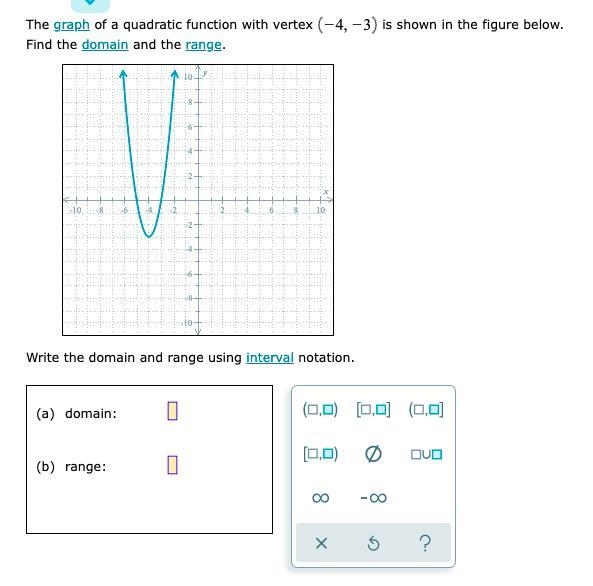 Domain and range from the graph of a quadratic function-example-1