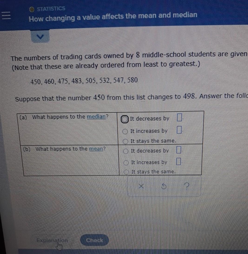 the numbers of trading cards owned by 8 middle school students are given below. suppose-example-1