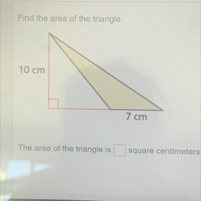 The area of the triangle is square centimeters.-example-1