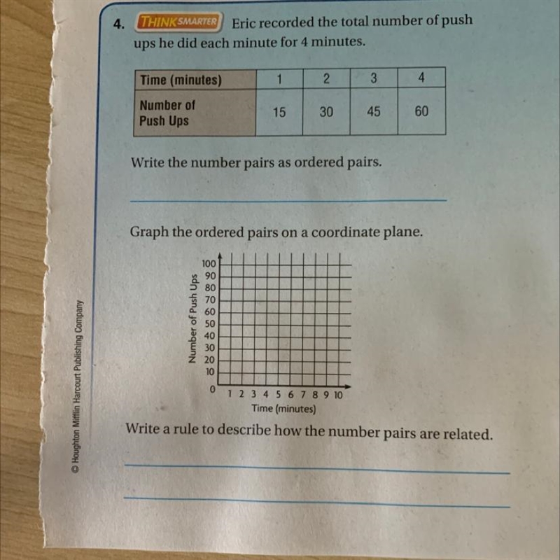 Eric recorded the total number of push-ups he did each minute for four minutes write-example-1