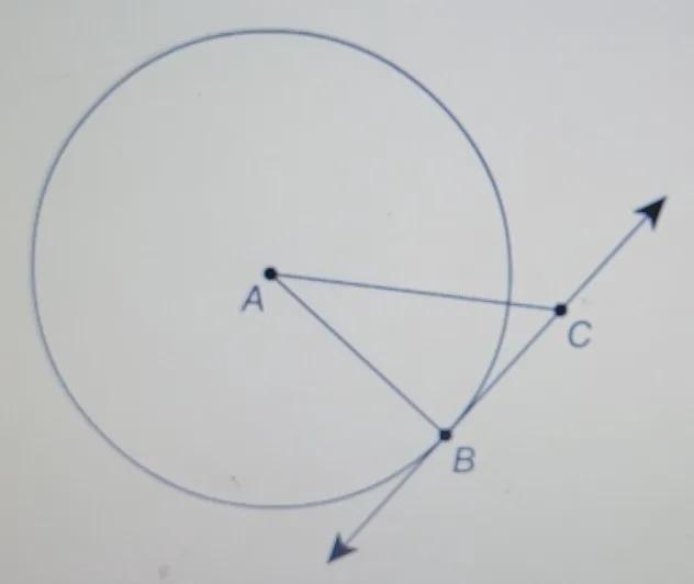 Line BC is tangent to circle A at point B. If the measure of angle CAB is 43 degrees-example-1