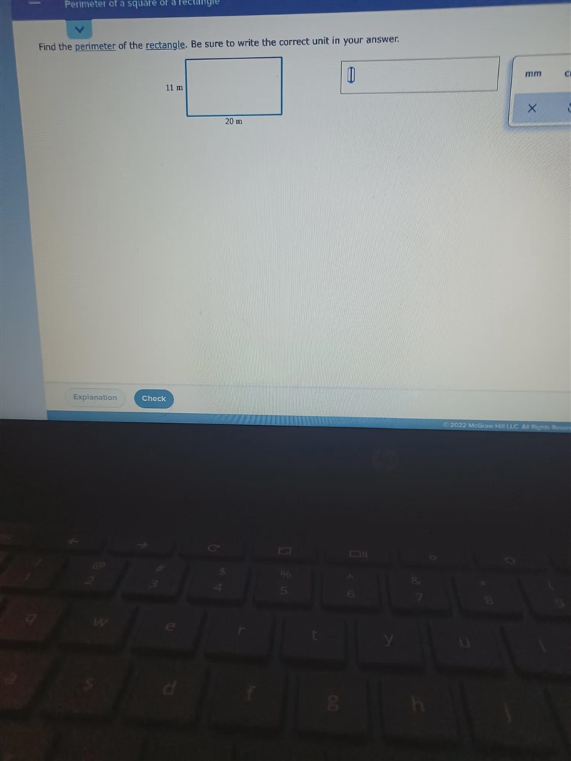 Find the perimeter of the rectangle. Be sure to write the correct unit in your answer-example-1