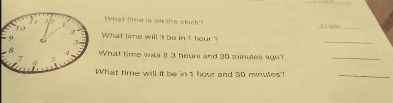 What time is on the clock? What time will it be in 2 hours an What time was it 2 hours-example-1