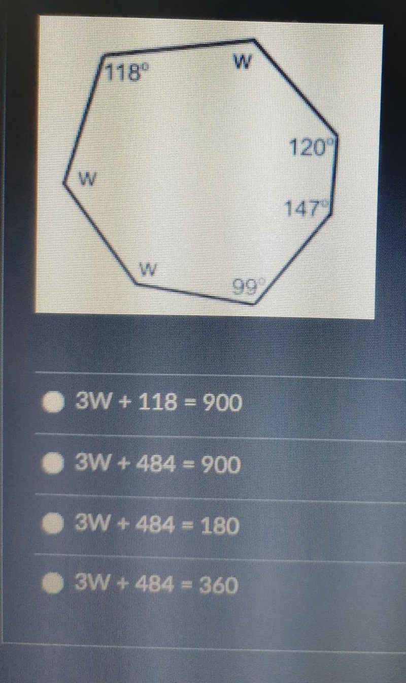 Which formula could be used to solve for w? Just the answer please, want to see if-example-1