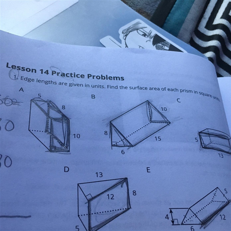 Find the surface area of each prism in square units of B Can someone pls explain how-example-1