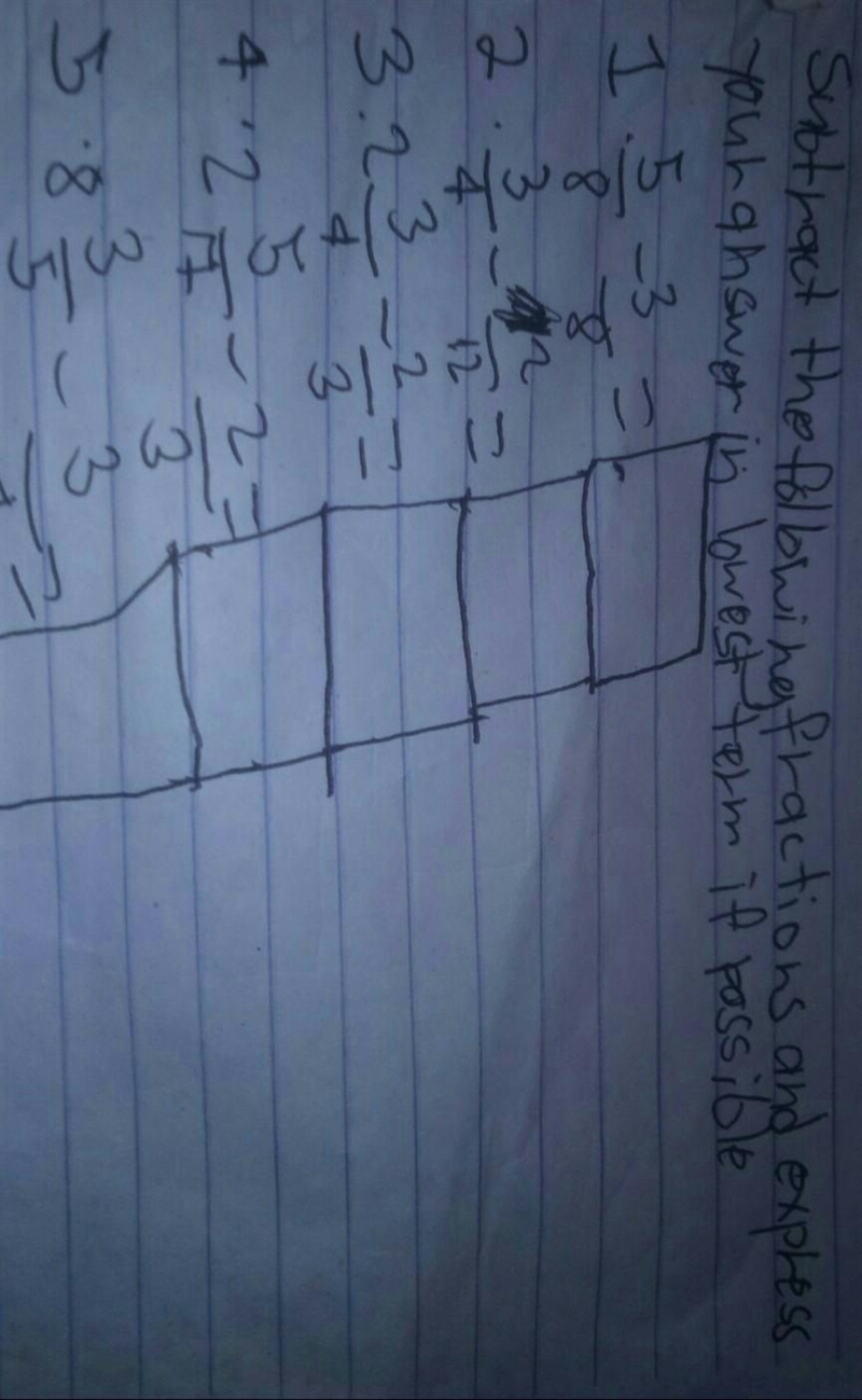 Grade 6 math Subtract The following fractions and express your answer in lowest term-example-1