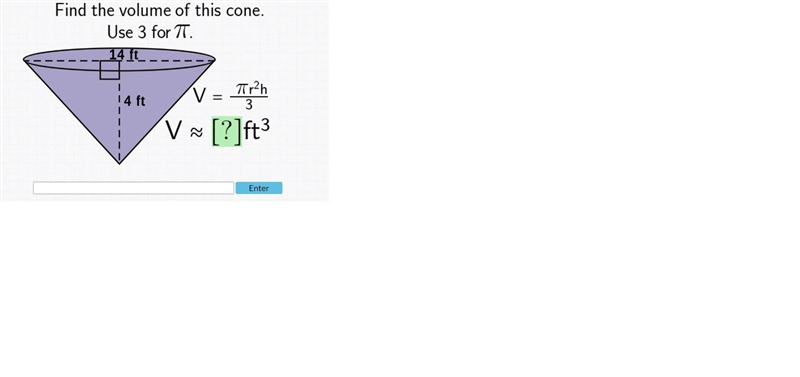 Find the volume of the cone, use 3 for π-example-1