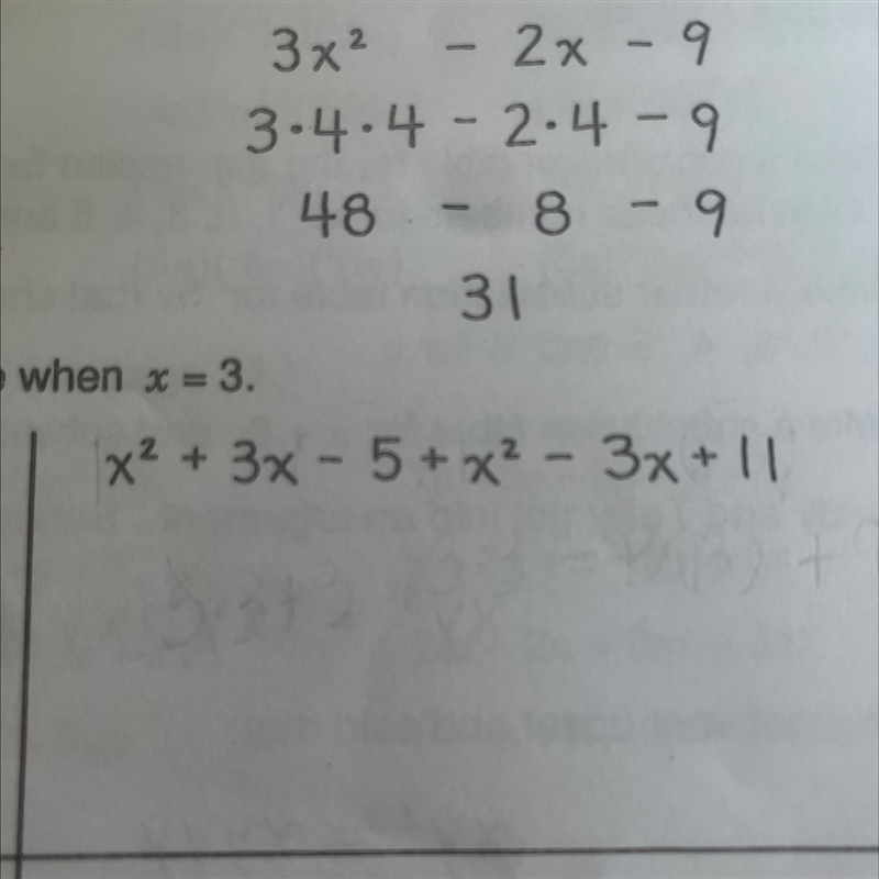 Having a little bit of trouble finding the value of X equals three-example-1