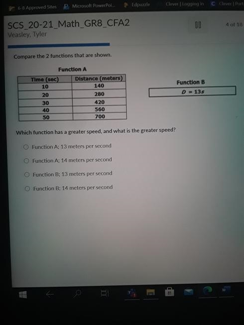 compare the two functions that are shown. which function has a greater speed and what-example-1