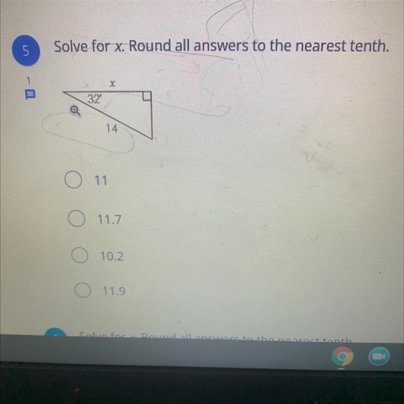 Solve for x. Round all answers to the nearest tenth. 11 11.7 10.2 11.9-example-1