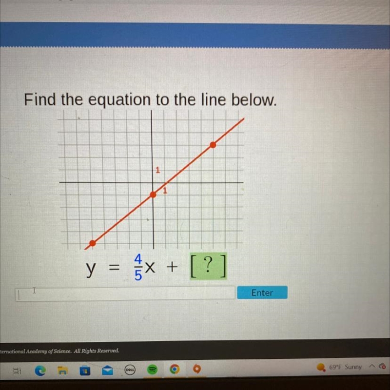 Find the equation to the line below. y=4/5x +?-example-1