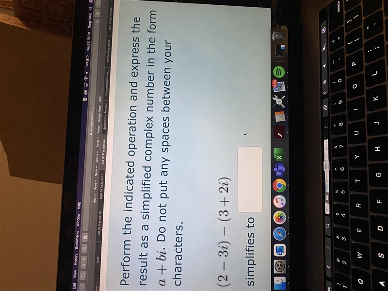 Perform the indicated operation and express the result as a simplified complex number-example-1