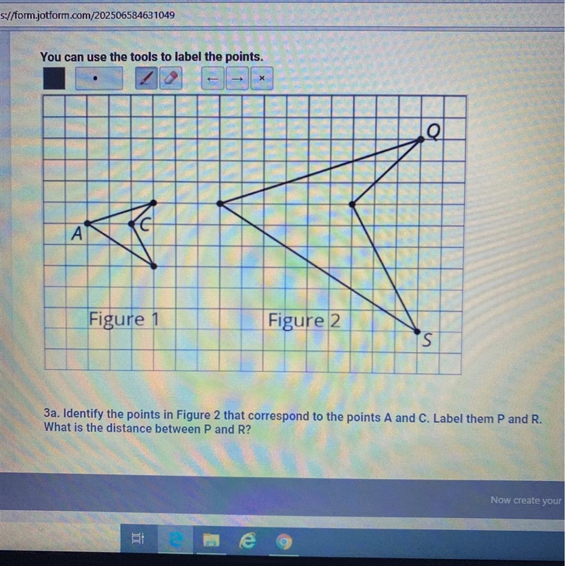 Identify the points in figure 1 that correspond to the points Q and S . Label them-example-1