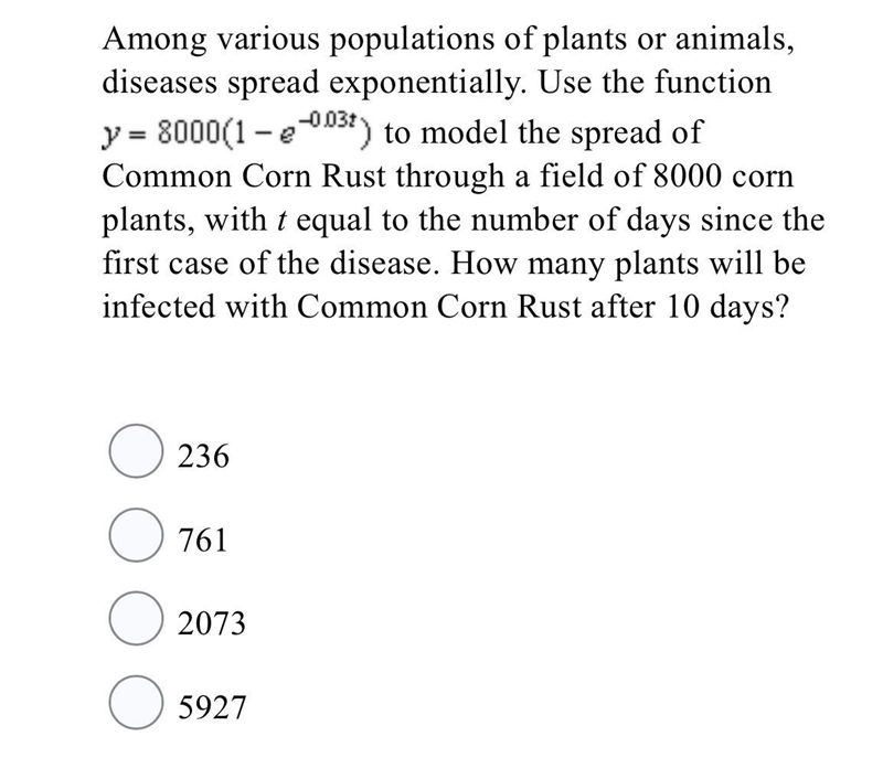 Among various populations of plants or animals, diseases spread exponentially. Use-example-1