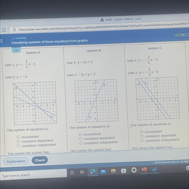 For each system of linearequations shown below, dassify the system as "consistent-example-1