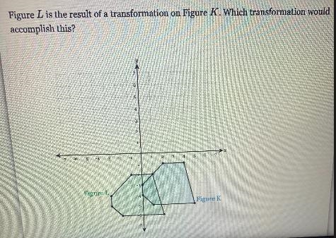 Figure L is the result of a transformation on Figure K. Which transformation wouldaccomplish-example-1