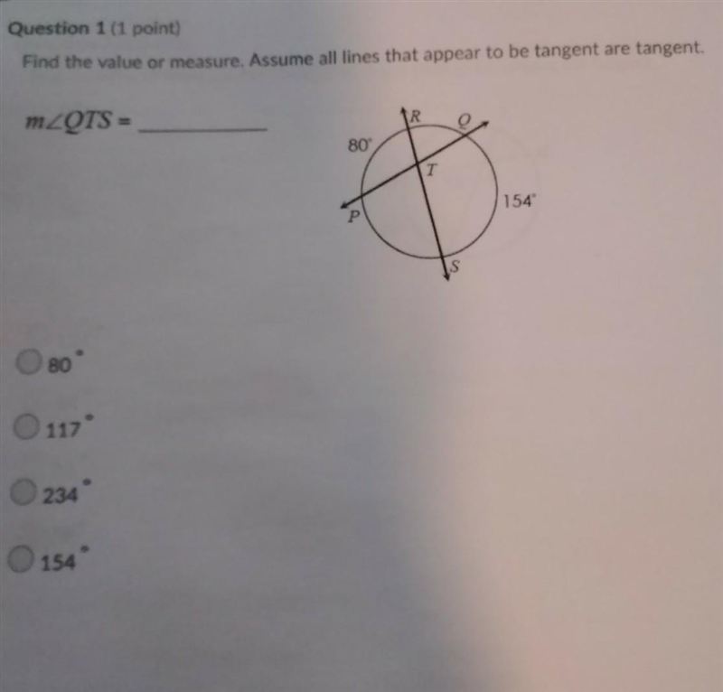 Find the value or measure. assume all lines that appear to be tangent are tangent-example-1