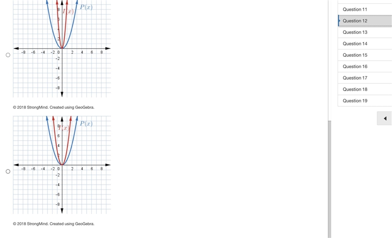 Which graph shows the preimage P(x)=x2 and the image I(x)=P(13x)?-example-2