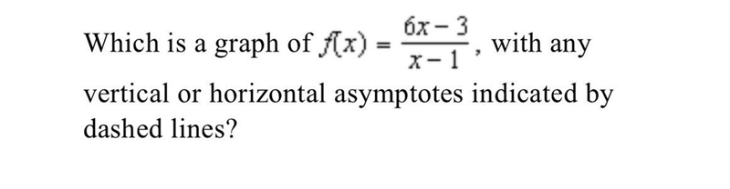 Which is a graph of with any vertical or horizontal asymptotes indicated by dashed-example-1