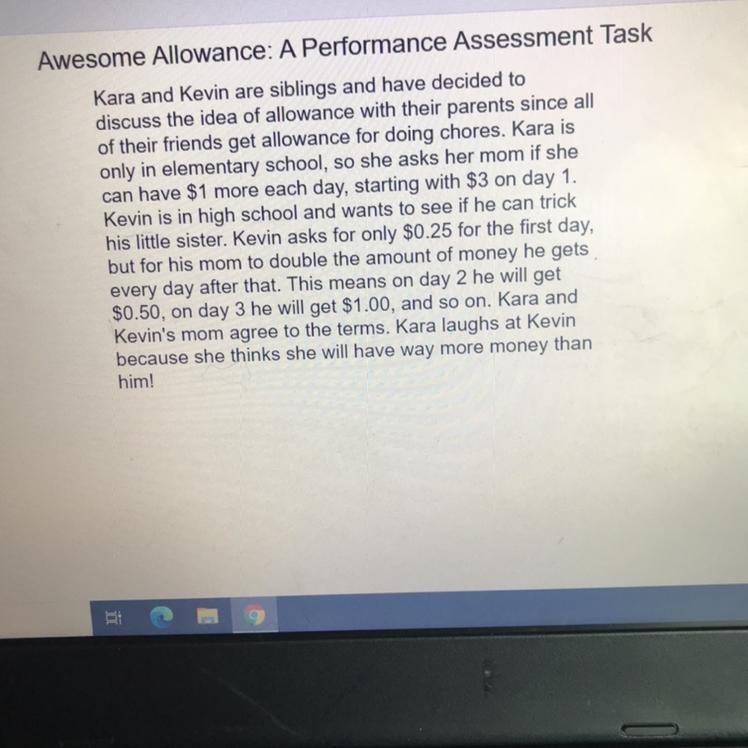 Make a table according to Kara’s Plan. Day12345 And then fill out the allowance for-example-1