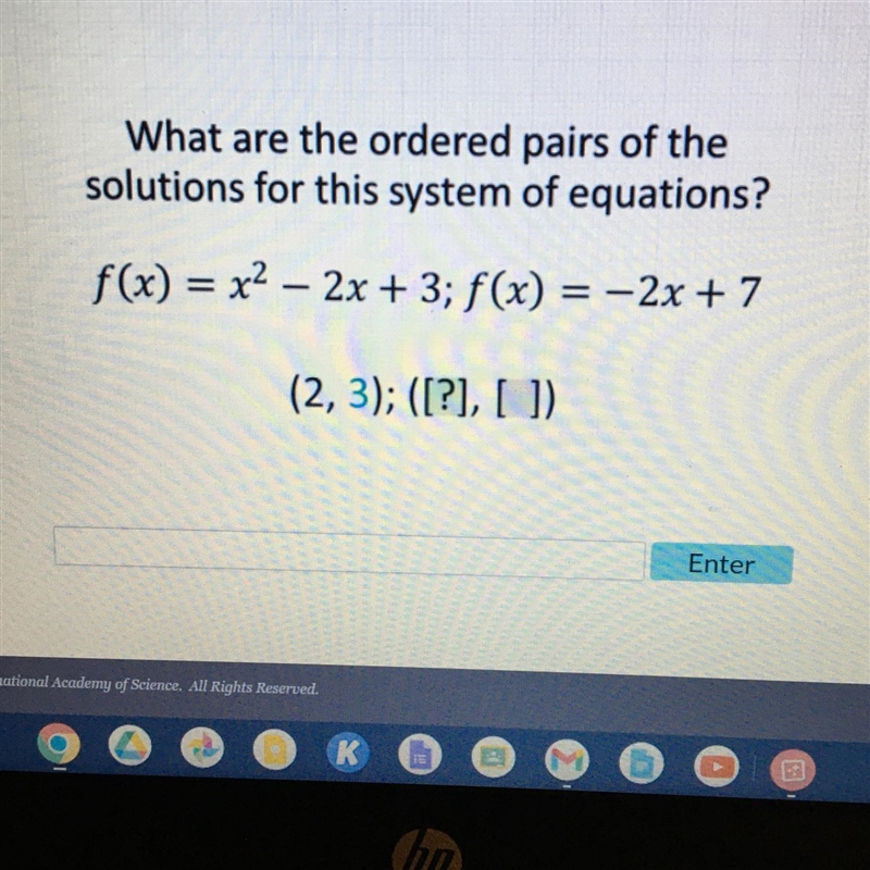 (15pts) What are the ordered pairs of the solutions for this system of equations?-example-1