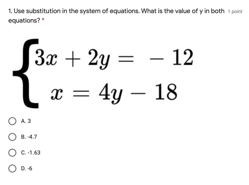 Use substitution in the system of equations. What is the value of y in both equations-example-1