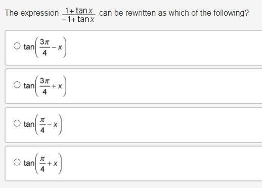 The expression the quantity 1 plus tangent x end quantity over the quantity 1 minus-example-1