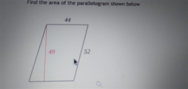 Question 5 Find the area of the parallelogram shown belo 44-example-1