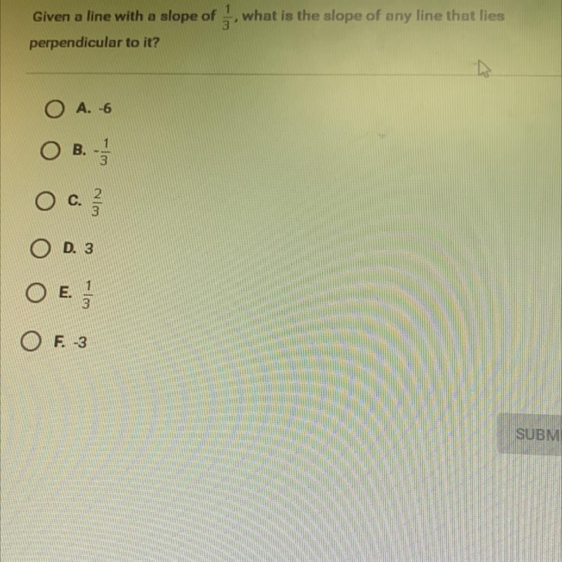 1 a Given a line with a slope of , what is the slope of any line that lies perpendicular-example-1