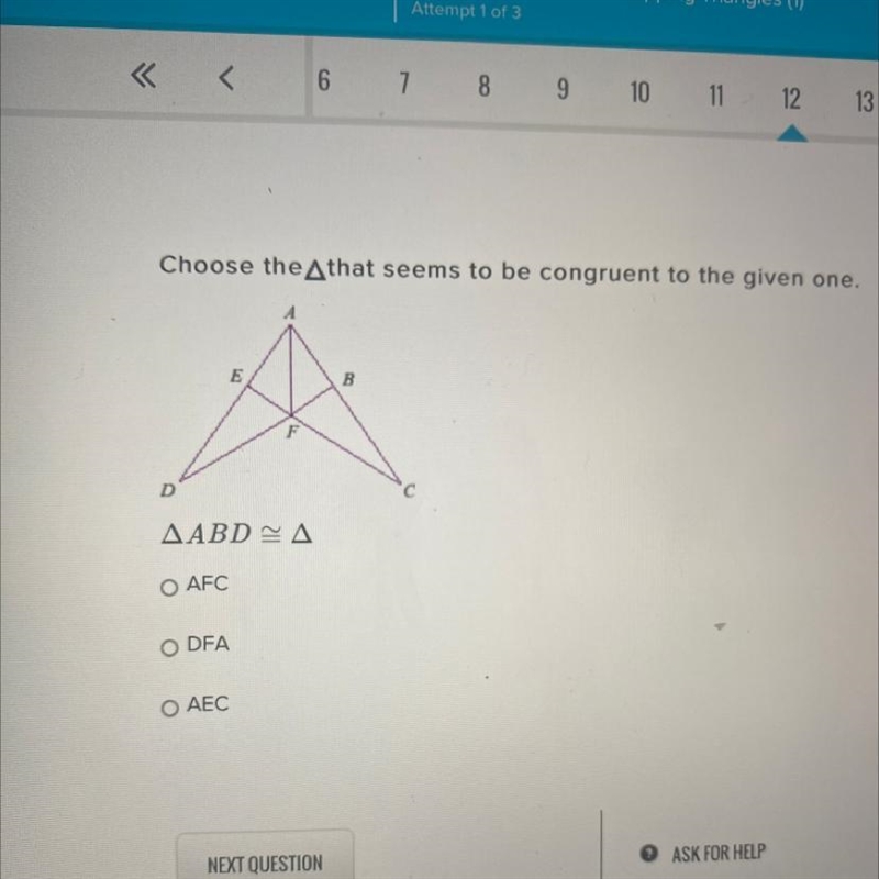 Choose the Athat seems to be congruent to the given one. ΔABD=Δ-example-1