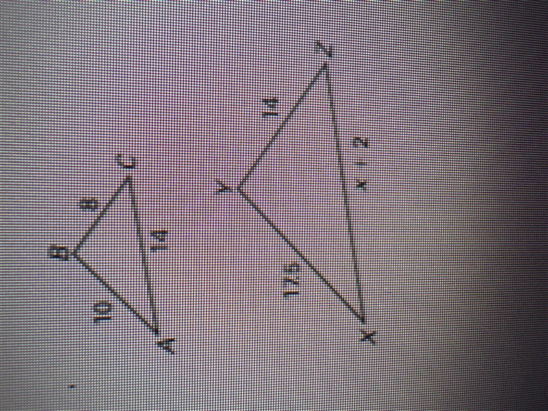 Determine the value of x that makes Triangle ABC congruent to Triangle XYZ-example-1