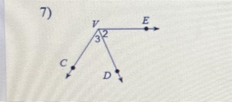 Ray VD bisects angle CVE. m angle CVD=20x+4, and m angle EVD=14x+22. Solve for x, and-example-1