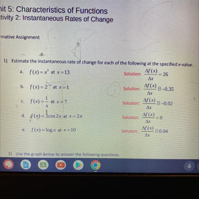 Question 1.) d.) how to find instantaneous rate of change if x= 2pi-example-1