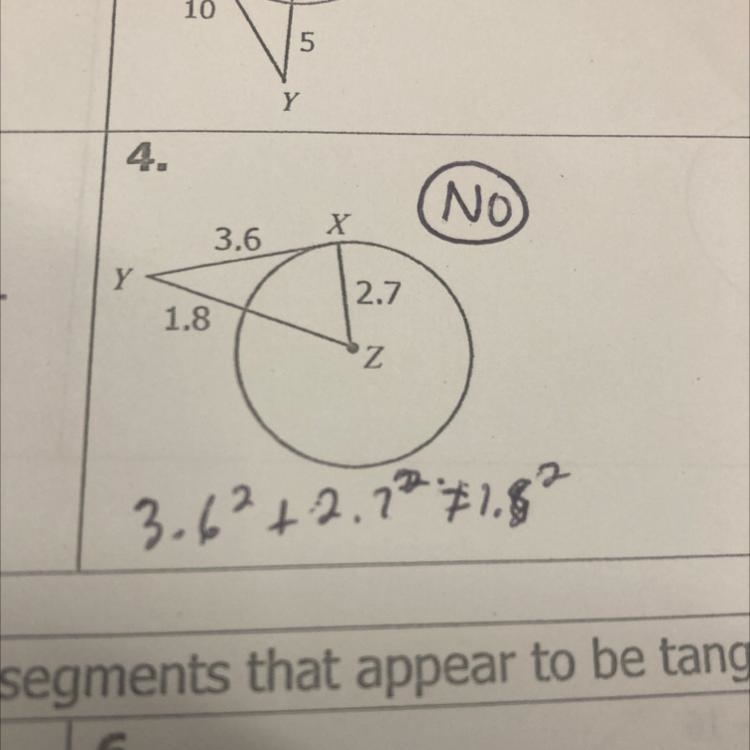 Determine if the line segment YX is tangent to circle Z. 30 points-example-1